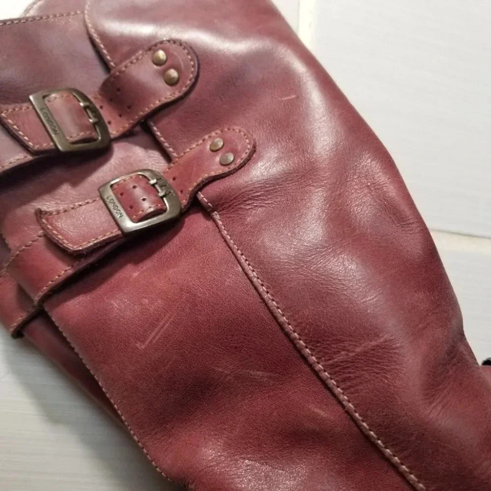 Fly London Mes 2 Petrol Leather Low Wedge Calf Boots Purple 37 - Picture 5 of 15